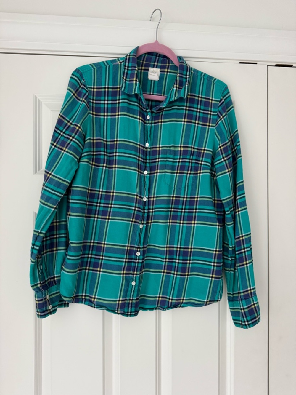 J. Crew “The Boy Shirt” Teal Plaid Button-Down